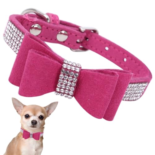 Hundehalsband Kleine Hunde Mit Fliege, Schleife Halsband Welpe Mit Strass Perlen Glitzer Kristall Steine MäDchen Halsband Katze HüNdin Strasssteinen,Heißes rosa M Hundehalsband Kleine Hunde Mit Fliege, Schleife Halsband Welpe Mit Strass Perlen Glitzer Kristall Steine MäDchen Halsband Katze HüNdin Strasssteinen,Heißes rosa M von YOUALSO