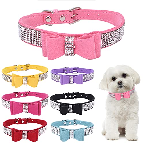 Hundehalsband Kleine Hunde Mit Fliege, Schleife Halsband Welpe Mit Strass Perlen Glitzer Kristall Steine MäDchen Halsband Katze HüNdin Strasssteinen,Rosa M Hundehalsband Kleine Hunde Mit Fliege, Schleife Halsband Welpe Mit Strass Perlen Glitzer Kristall Steine MäDchen Halsband Katze HüNdin Strasssteinen,Rosa M von YOUALSO