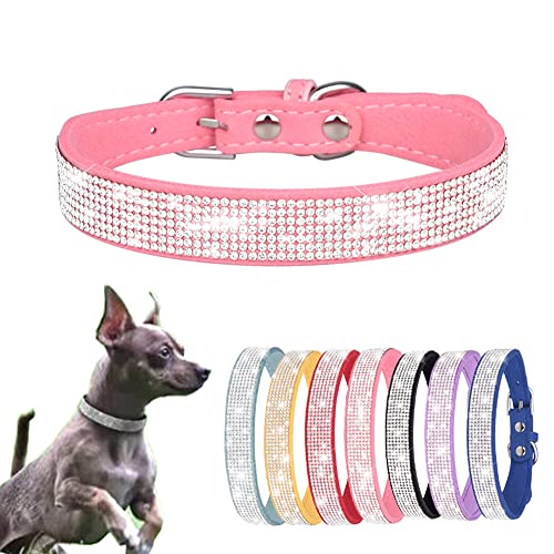 Hundehalsband Kleine Hunde, Halsband Welpe Mit Strass Perlen Glitzer Kristall Steine MäDchen Halsband Katze HüNdin Strasssteinen,Rosa XS von YOUALSO