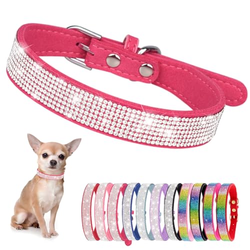 Hundehalsband Kleine Hunde, Halsband Welpe Mit Strass Perlen Glitzer Kristall Steine MäDchen Halsband Katze HüNdin Strasssteinen,Heißes rosa XS Hundehalsband Kleine Hunde, Halsband Welpe Mit Strass Perlen Glitzer Kristall Steine MäDchen Halsband Katze HüNdin Strasssteinen,Heißes rosa XS von YOUALSO