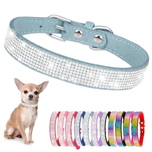 Hundehalsband Kleine Hunde, Halsband Welpe Mit Strass Perlen Glitzer Kristall Steine MäDchen Halsband Katze HüNdin Strasssteinen,Hellblau M Hundehalsband Kleine Hunde, Halsband Welpe Mit Strass Perlen Glitzer Kristall Steine MäDchen Halsband Katze HüNdin Strasssteinen,Hellblau M von YOUALSO