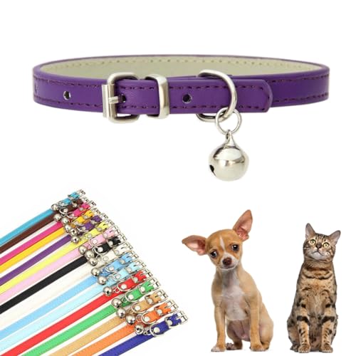 Lila XXS Hundehalsband, Kunstleder, Kätzchen-Halsband mit Glöckchen, PU, Basic für Jungen, für XXS, XS, S, M, Haustier, männliche Hunde, kleine Katzen, kleine Tiere, Größe XXS Lila XXS Hundehalsband, Kunstleder, Kätzchen-Halsband mit Glöckchen, PU, Basic für Jungen, für XXS, XS, S, M, Haustier, männliche Hunde, kleine Katzen, kleine Tiere, Größe XXS von YOUALSO