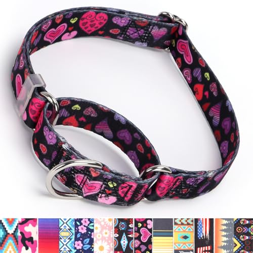 Martingale Halsband für große Hunde, rutschfest, ausbruchsicher, Würgen, kein Ziehen, weiches Nylon, verstellbar, für kleine, mittelgroße und große Rassen, rotes Herz, Schwarz, Größe L Martingale Halsband für große Hunde, rutschfest, ausbruchsicher, Würgen, kein Ziehen, weiches Nylon, verstellbar, für kleine, mittelgroße und große Rassen, rotes Herz, Schwarz, Größe L von YOUALSO