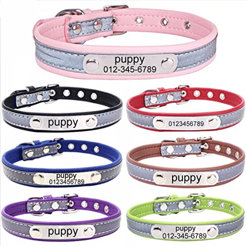 Personalisiertes Hundehalsband, reflektierend, benutzerdefiniert, für Welpen, Katzen, Namen, Tel, bequeme Superfaser, XS, M, L von YOUALSO