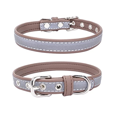 Reflektierendes Hundehalsband für kleine Hunde, sicherer bei Nacht, für Mädchen, Katzen, Hellbraun, Größe XS Reflektierendes Hundehalsband für kleine Hunde, sicherer bei Nacht, für Mädchen, Katzen, Hellbraun, Größe XS von YOUALSO