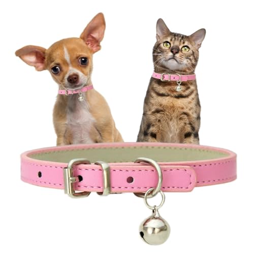 Rosa Katzenhalsband mit Glöckchen, Kunstleder, Welpenhalsband mit Glöckchen, PU, Basic für Mädchen, Kätzchen, Halsbänder für XXS, XS, S, M, Haustier, kleine Hündinnen, kleine Tiere, Größe XXS Rosa Katzenhalsband mit Glöckchen, Kunstleder, Welpenhalsband mit Glöckchen, PU, Basic für Mädchen, Kätzchen, Halsbänder für XXS, XS, S, M, Haustier, kleine Hündinnen, kleine Tiere, Größe XXS von YOUALSO