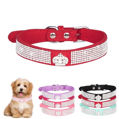 Rotes Hundehalsband für große Hunde, hübsche Glitzerkrone, Kristalljuwel, glitzernde Strasssteine, für kleine und mittelgroße Haustiere, Mädchen, Hunde, Größe L Rotes Hundehalsband für große Hunde, hübsche Glitzerkrone, Kristalljuwel, glitzernde Strasssteine, für kleine und mittelgroße Haustiere, Mädchen, Hunde, Größe L von YOUALSO