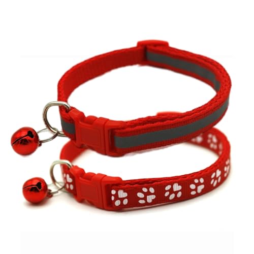 Rotes Kätzchenhalsband mit Glöckchen, 2er-Pack, einfaches und reflektierendes Welpenhalsband mit Glöckchen für XXS, XS, kleine Haustiere, Jungen, kleine Katzen, Mädchen, Tier, Halsumfang 17,8–30,5 cm Rotes Kätzchenhalsband mit Glöckchen, 2er-Pack, einfaches und reflektierendes Welpenhalsband mit Glöckchen für XXS, XS, kleine Haustiere, Jungen, kleine Katzen, Mädchen, Tier, Halsumfang 17,8–30,5 cm von YOUALSO