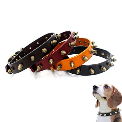 Spiked Hundehalsband für kleine Hunde, weich, erste Schicht, Rindsleder, Pilze, Nieten, Nieten, Nieten, Hunde, Katzenhalsbänder, Schwarz XS von YOUALSO