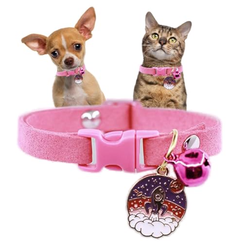 Winziges Hundehalsband mit Glöckchen, hübsches Katzenhalsband mit Glöckchen, für Mädchen, Welpen, Halsband für XXS, XS, kleine Hunde, weibliches Kätzchen, Tier, XXS von YOUALSO