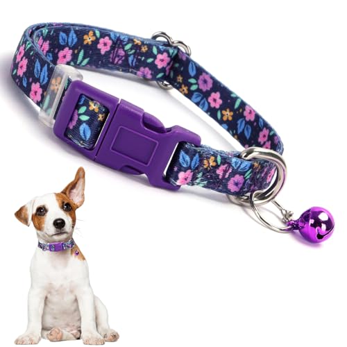 YOUALSO Hundehalsband mit Blumenmuster und Glöckchen, für XXS, XS, kleine Haustiere, Hündinnen, Katzen, kleine Tiere, Größe YOUALSO Hundehalsband mit Blumenmuster und Glöckchen, für XXS, XS, kleine Haustiere, Hündinnen, Katzen, kleine Tiere, Größe von YOUALSO