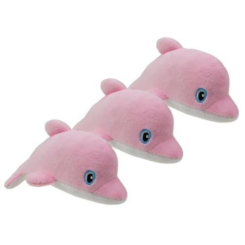 YOUBEMAGIC Delfin-Plüsch-Hundespielzeug, Quietschspielzeug, interaktives Versteck-Ersatz-Hundespielzeug für kleine und mittelgroße Hunde (3 Stück, quietschender Delfin, Rosa) von YOUBEMAGIC