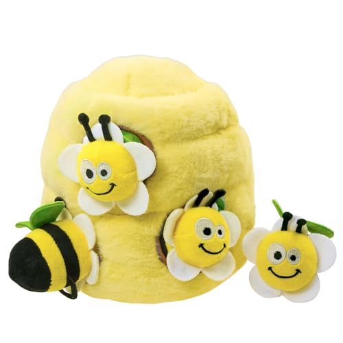 YOUBEMAGIC Hide and Seek Hundespielzeug, quietschende Bienen, Plüschspielzeug, versteckt sich im Inneren des Knister-Bienenstocks, interaktives Hundespielzeug, um sie zu beschäftigen, Haustierzähne YOUBEMAGIC Hide and Seek Hundespielzeug, quietschende Bienen, Plüschspielzeug, versteckt sich im Inneren des Knister-Bienenstocks, interaktives Hundespielzeug, um sie zu beschäftigen, Haustierzähne von YOUBEMAGIC