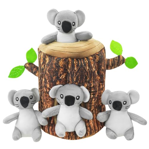YOUBEMAGIC Hide and Seek Hundespielzeug, quietschendes Koala-Plüschtier, interaktives Hundespielzeug, um sie zu beschäftigen, Haustierzähne sauber zu halten, Kauspielzeug für kleine und mittelgroße von YOUBEMAGIC
