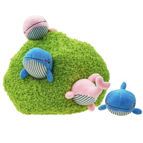 YOUBEMAGIC Hide and Seek Hundespielzeug, quietschendes Wal-Plüschtier, interaktives Hundespielzeug, um sie zu beschäftigen, Haustierzähne sauber zu halten, Kauspielzeug für kleine und mittelgroße von YOUBEMAGIC