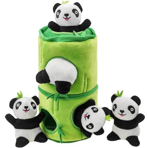 YOUBEMAGIC Hide and Seek Hundespielzeug Quietschendes Panda-Plüschtier, interaktives Hundespielzeug, um sie zu beschäftigen, Haustierzähne sauber zu halten, Kauspielzeug für kleine und mittelgroße von YOUBEMAGIC