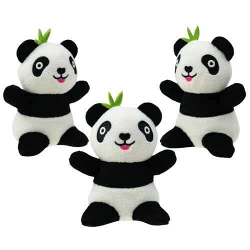 YOUBEMAGIC Panda Plüsch-Hundespielzeug, Quietschspielzeug, interaktives Versteck-Ersatz-Hundespielzeug für kleine und mittelgroße Hunde (3 quietschende Panda) von YOUBEMAGIC