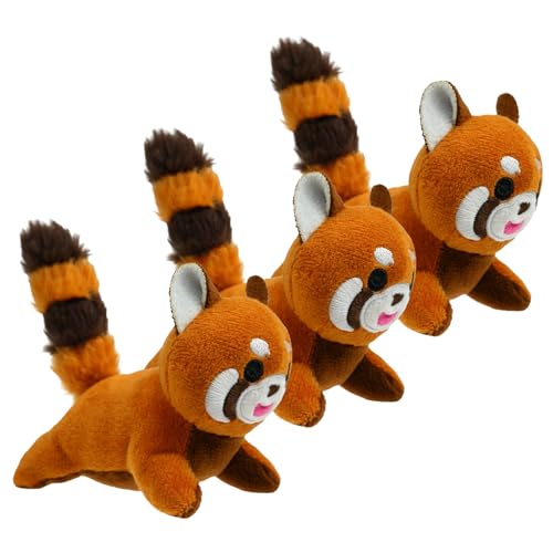 YOUBEMAGIC Red Panda Plüsch-Hundespielzeug, quietschendes Spielzeug, interaktives Versteck-Ersatz-Hundespielzeug für kleine und mittelgroße Hunde (3 Stück quietschender roter Panda) von YOUBEMAGIC