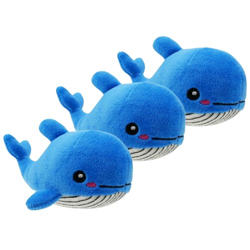 YOUBEMAGIC Whale Plüsch-Hundespielzeug, Quietschspielzeug, interaktives Versteck-Ersatz-Hundespielzeug für kleine und mittelgroße Hunde (3 Stück, quietschender Walblau) von YOUBEMAGIC