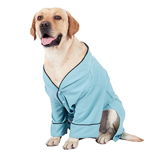 Haustier-Pyjamas, Schlafanzug für Hunde Bademantel Feuchtigkeit Schnell Trocknend Hundehemden Bekleidung Nachtwäsche Pyjama für mittelgroße und große Hunde,Blau,L von YOUCAI