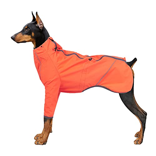 Hundejacke Wasserdichter Hundemantel Reflektierende Jacke Winddichter Regenschutz für große mittelgroße Hunde Outdoor Camping Wandern,Orange,M von YOUCAI