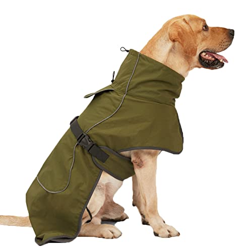 Hundejacken Weste Winddicht Schneeanzug Hundekleidung Outfit für Herbst und Winter, warm, gepolstert, wasserdichte Jacke,Armeegrün,XL von YOUCAI