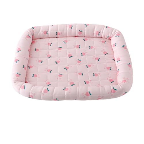 YOUCAI Haustier Selbstkühlende Matte mit Cartoon-Print Sommer-Eisseide Katzenbett Tragbar Rechteck Katze Kühle Schlafmatte Kühldecke für drinnen Bodensofa, Zwinger PinkYT von YOUCAI