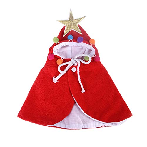 YOUCAI Weihnachts Katze Kleidung Haustierumhang Nette Weihnachtsmann Kostüm Katzenmantel Hunde Katze Kleidung Weihnachts Haustier Kleidung mit Hut,Rot,L von YOUCAI