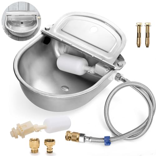 YOUEON 2,5 Liter Automatischer Hundewassernapf mit Schwimmerventil & Schnellanschluss-Adapter, Edelstahl-Bewässerung mit Schlauch, Outdoor-Trinkbewässerung für Geflügel und Kleintiere YOUEON 2,5 Liter Automatischer Hundewassernapf mit Schwimmerventil & Schnellanschluss-Adapter, Edelstahl-Bewässerung mit Schlauch, Outdoor-Trinkbewässerung für Geflügel und Kleintiere von YOUEON