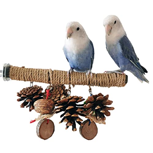 Vogelsitzstange, Naturholzständer Sittichspielzeug, Vogelkäfig-Zubehör für Sittiche, Wellensittiche, Nymphensittiche, Konturen, Aras, Finken, mit Tannenzapfen Vogelsitzstange, Naturholzständer Sittichspielzeug, Vogelkäfig-Zubehör für Sittiche, Wellensittiche, Nymphensittiche, Konturen, Aras, Finken, mit Tannenzapfen von YOUGE