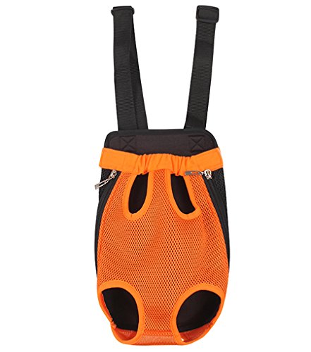 YOUJIA Gestreift Haustier Rucksäcke Hundetragetasche, Hund Katze Transporttasche Carrier Rucksack Vorne Brust Rucksack (#1 Orange, L) von YOUJIA