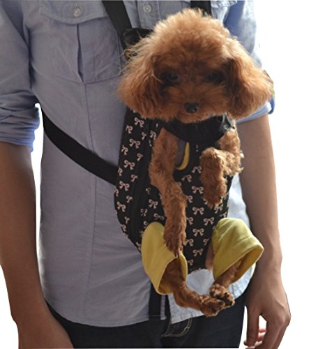 YOUJIA Masche Haustier Rucksäcke Hundetragetasche, Hund Katze Transporttasche Carrier Tasche Vorne Brust Rucksack (#1 Schwarz, L) von YOUJIA