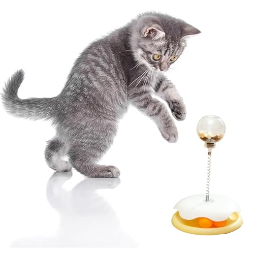2025 KittenTreat Dispenser With Roller Track Catnip Balls, Cat Ball Toy with Treat, Cat Intellectual Stimulation Toy For Mental Stimulation and Slowing Down Feeding Speed ,Pet Food Leak Ball (Yellow) von YOUNEEDFUL