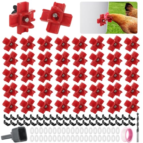 YOUNTHYE 40 x Hühner-Wassernippel, automatische Hühner-Bewässerungsnippel mit 1 Bohrer, seitliche Montage, Geflügelnippel, horizontal für Hühnerstall, Outdoor von YOUNTHYE