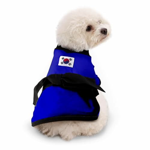 Youthdog Blaues Sportkostüm mit schwarzem Gürtel, Uniform für Hunde, Kleidung, Fullover-Pullover, Sweatshirts für Jungen und Mädchen, Hundebekleidung (Größe M) von YOUTHDOG