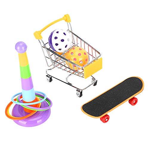 YOUTHINK 4 Stück/Set Papagei Puzzle Spielzeug Bell Ball Cart Skateboard Kreis Kit für Papageien Stehen Training Papagei Mini Shopping Cart von YOUTHINK