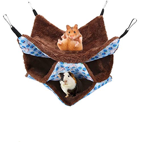 YOUTHINK Hängematte für Kleintiere, Weiche und Warme Haustier Käfig Hängematte Schläfer der Bett für Netten Hamster Frettchen Papagei Meerschweinchen Käfig Zusätze Hängt (3 Layers) von YOUTHINK