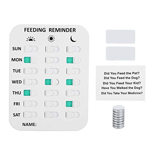YOUTHINK Pet Dog Feeding Reminder Kunststoff Durable Magnetic Reminder Sticker Tägliche Anzeigetabelle Einfache Installation für Haustiere(Weiß) von YOUTHINK