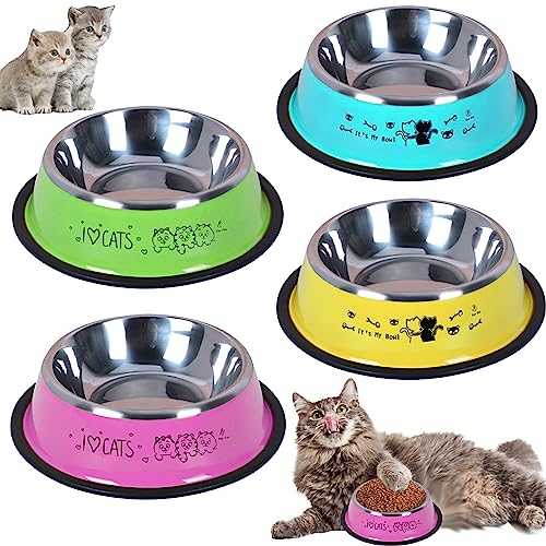 Katzennäpfe Katzenschüssel Set, 4 Stücke rutschfeste Fressnapf, Katze Fressnapf Edelstahl, futschfeste Haustier Fütterungsschalen- Wasser Fütterung Schüssel für Haustiere, Katzen und Welpen Katzennäpfe Katzenschüssel Set, 4 Stücke rutschfeste Fressnapf, Katze Fressnapf Edelstahl, futschfeste Haustier Fütterungsschalen- Wasser Fütterung Schüssel für Haustiere, Katzen und Welpen von YOUYIKE