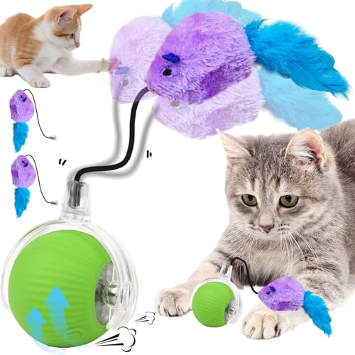 YOUYIKE Interaktives Katzenspielzeug Hundes Ballspielzeug mit Seil, USB Wiederaufladbar Rolling, Interaktiver Ball für Hunde Magic Ball für Hunde Und Katzen Jeder Größe und Jeden Alters von YOUYIKE