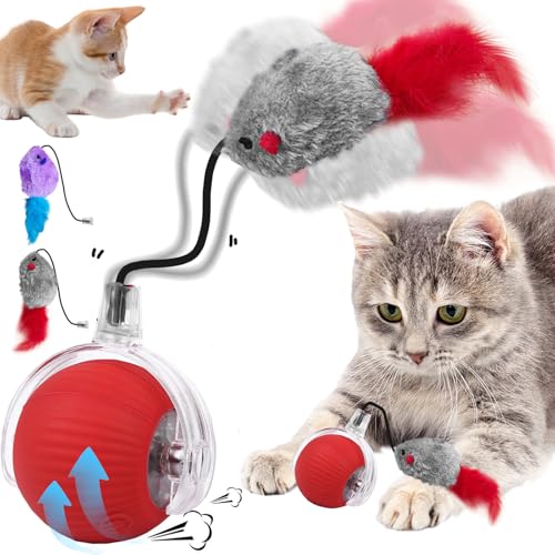 YOUYIKE Interaktives Katzenspielzeug Hundes Ballspielzeug mit Seil, USB Wiederaufladbar Rolling, Interaktiver Ball für Hunde Magic Ball für Hunde Und Katzen Jeder Größe und Jeden Alters von YOUYIKE
