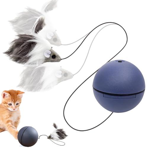 YOUYIKE Interaktives Katzenspielzeug Hundes Ballspielzeug mit Seil, Interaktives Katzenspielzeug Selbstdrehender mit falscher Maus, für Hunde Magic Ball für Katzen Jeder Größe und Jeden Alters von YOUYIKE