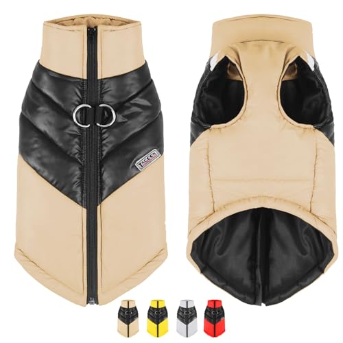 YOUYIKE Hundemantel Wasserdicht Hundejacke Winterhundejacke Mit Reflektierenden Streifen, Geeignet Für Nachtwanderung Hundejacke Mit Geschirr Entwickelt Für Hunde Großer Größe Design (braun, L) von YOUYIKE