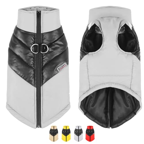 YOUYIKE Hundemantel Wasserdicht Hundejacke Winte Hundejacke Mit Reflektierenden Streifen, Geeignet FüR Nachtwanderung Hundejacke Mit Geschirr Entwickelt FüR Hundejacke GroßE Hunde Design (grau, M) von YOUYIKE