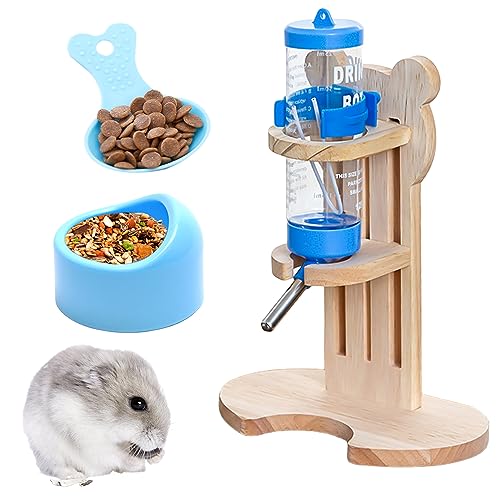 Hamster-Wasserflasche mit Ständer: YOYIAG 125 ml Ratten-Wasserflaschenständer mit Hamster-Futternapf, 3-teiliges Set für Haustier-Hundefutter-Löffel für Rennmäuse, Igel, Zwerghamster, kleine Haustiere von YOYIAG