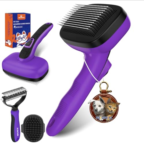 YOYUPETA Selbstreinigende Hundebürste 3er Set – Unterfellkamm + Badebürste bei starkem Haarausfall | Für Hunde & Katzen aller Rassen mit ergo Griff + sanfte Massage + Haarentfernungssystem - Lila YOYUPETA Selbstreinigende Hundebürste 3er Set – Unterfellkamm + Badebürste bei starkem Haarausfall | Für Hunde & Katzen aller Rassen mit ergo Griff + sanfte Massage + Haarentfernungssystem - Lila von YOYUPETA