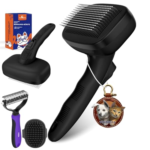 YOYUPETA Selbstreinigende Hundebürste 3er Set – Unterfellkamm + Badebürste bei starkem Haarausfall | Für Hunde & Katzen aller Rassen mit ergo Griff + sanfte Massage + Haarentfernungssystem - Schwarz YOYUPETA Selbstreinigende Hundebürste 3er Set – Unterfellkamm + Badebürste bei starkem Haarausfall | Für Hunde & Katzen aller Rassen mit ergo Griff + sanfte Massage + Haarentfernungssystem - Schwarz von YOYUPETA