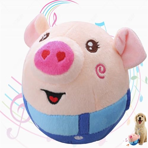 YOZO Active Moving Pet Plush Toy, Interactive Dog Toy, Toy Plush Ball for Cats Dogs, Washable Cartoon Pig Plush Sound Electronic Dog Pet Ball Toy for Cats Small and Medium Dogs von YOZO