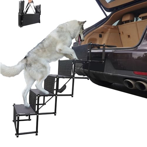 YPDOPORA 5-Stufen-Klapptreppe Für Hundeautos Für Mittelgroße Und Große Hunde, rutschfeste, Faltbare Metallrahmen-Haustiertreppe, Tragbare Haustiertreppe Mit Wasserdichter Oberfläche YPDOPORA 5-Stufen-Klapptreppe Für Hundeautos Für Mittelgroße Und Große Hunde, rutschfeste, Faltbare Metallrahmen-Haustiertreppe, Tragbare Haustiertreppe Mit Wasserdichter Oberfläche von YPDOPORA