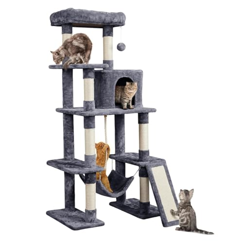 63 Zoll Großer Mehrstöckiger Kratzbaumturm, Kratzbaum Mit Sisalbeschichteten Kratzbäumen, Katzenhaus, Hängematte, Baumelndem Ball Und Erweiterter Plattform Zum Spielen Und Schlafen Für Katzen,A 63 Zoll Großer Mehrstöckiger Kratzbaumturm, Kratzbaum Mit Sisalbeschichteten Kratzbäumen, Katzenhaus, Hängematte, Baumelndem Ball Und Erweiterter Plattform Zum Spielen Und Schlafen Für Katzen,A von YPDOPORA